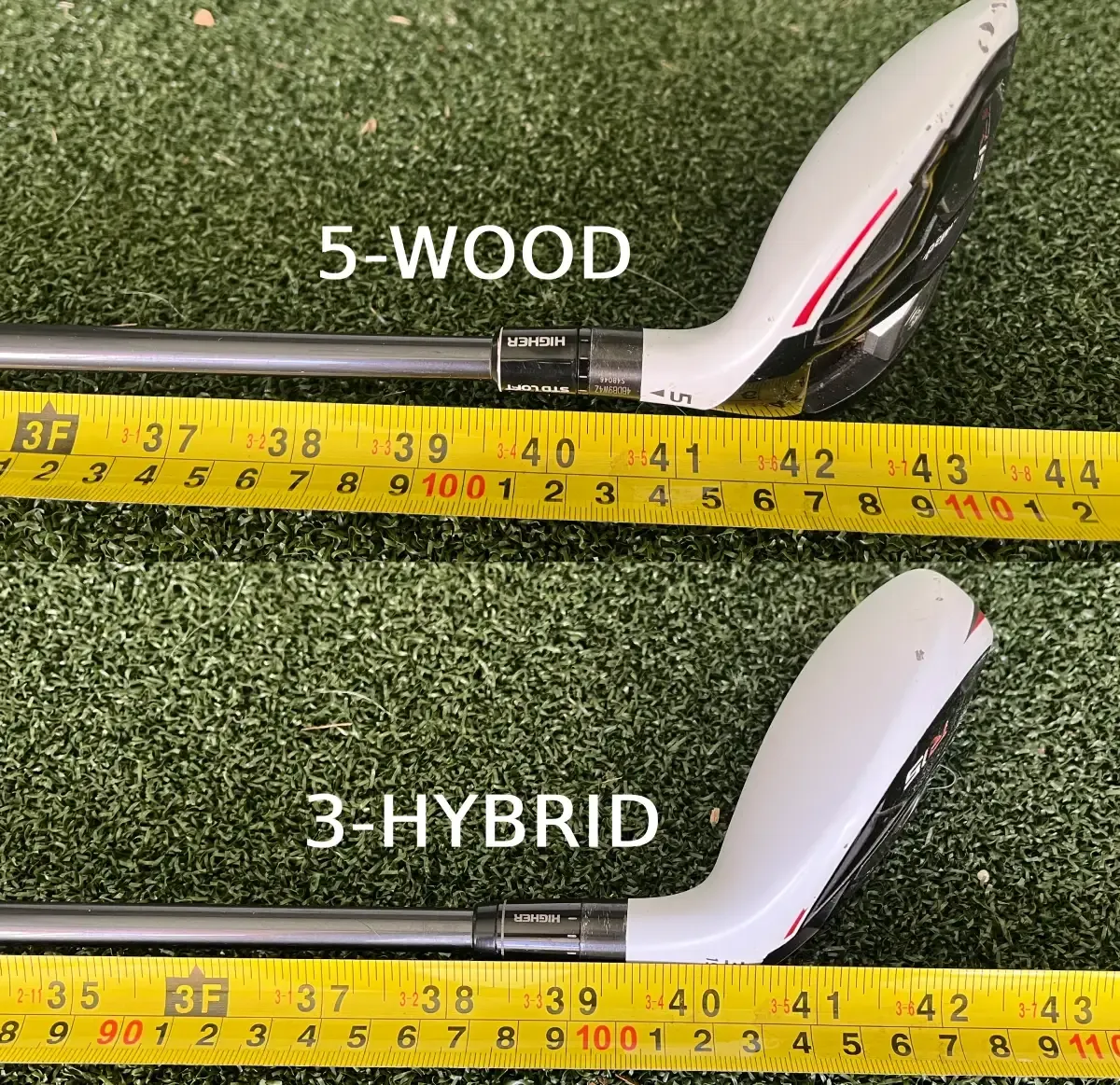Todd's TaylorMade R15 5-wood and 3-hybrid shown side by side.